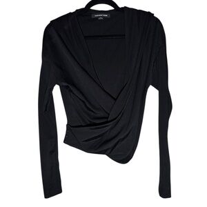ALEXANDER WANG Black Crossover Belted Long Sleeve Top Size 2